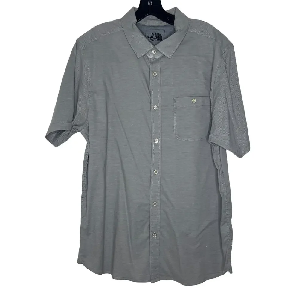North Face Men's Gray Short Sleeve Button-Up Shirt Size L